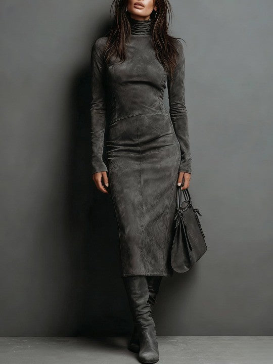 Soviqa® | Midi Long Brown Dress