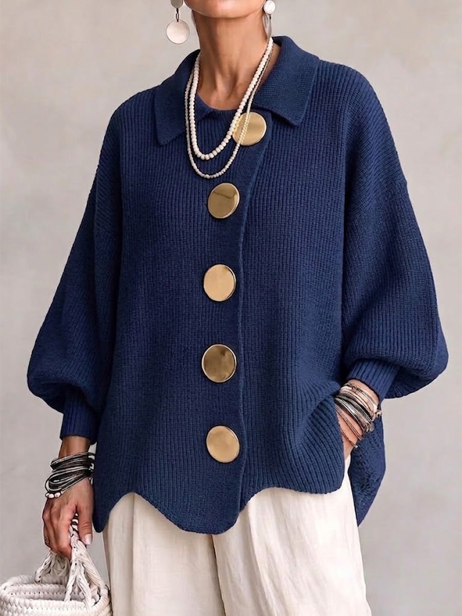 Soviqa® | Oversized cardigan with large gold buttons