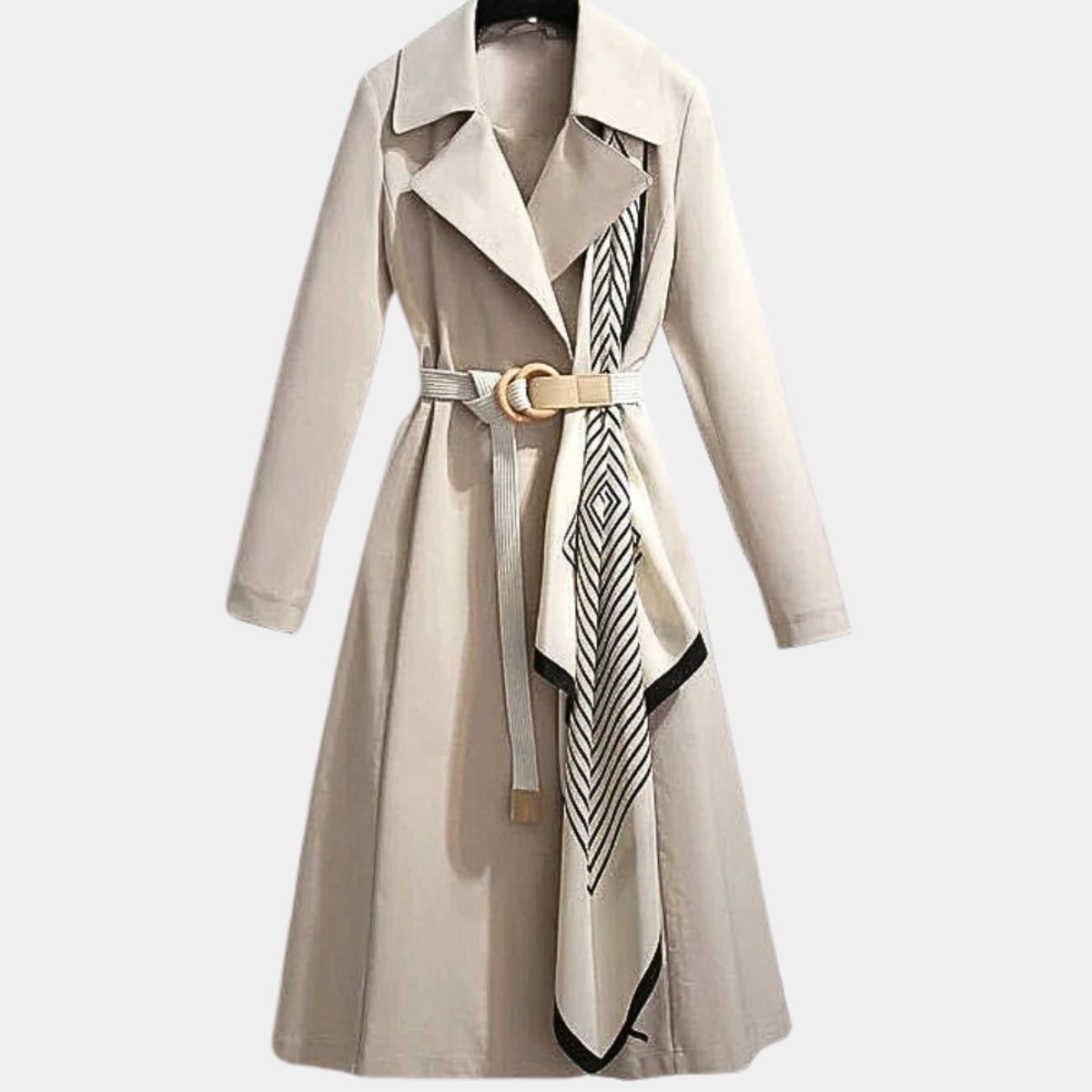 Soviqa® | Belted Classic Midi Trench Coat