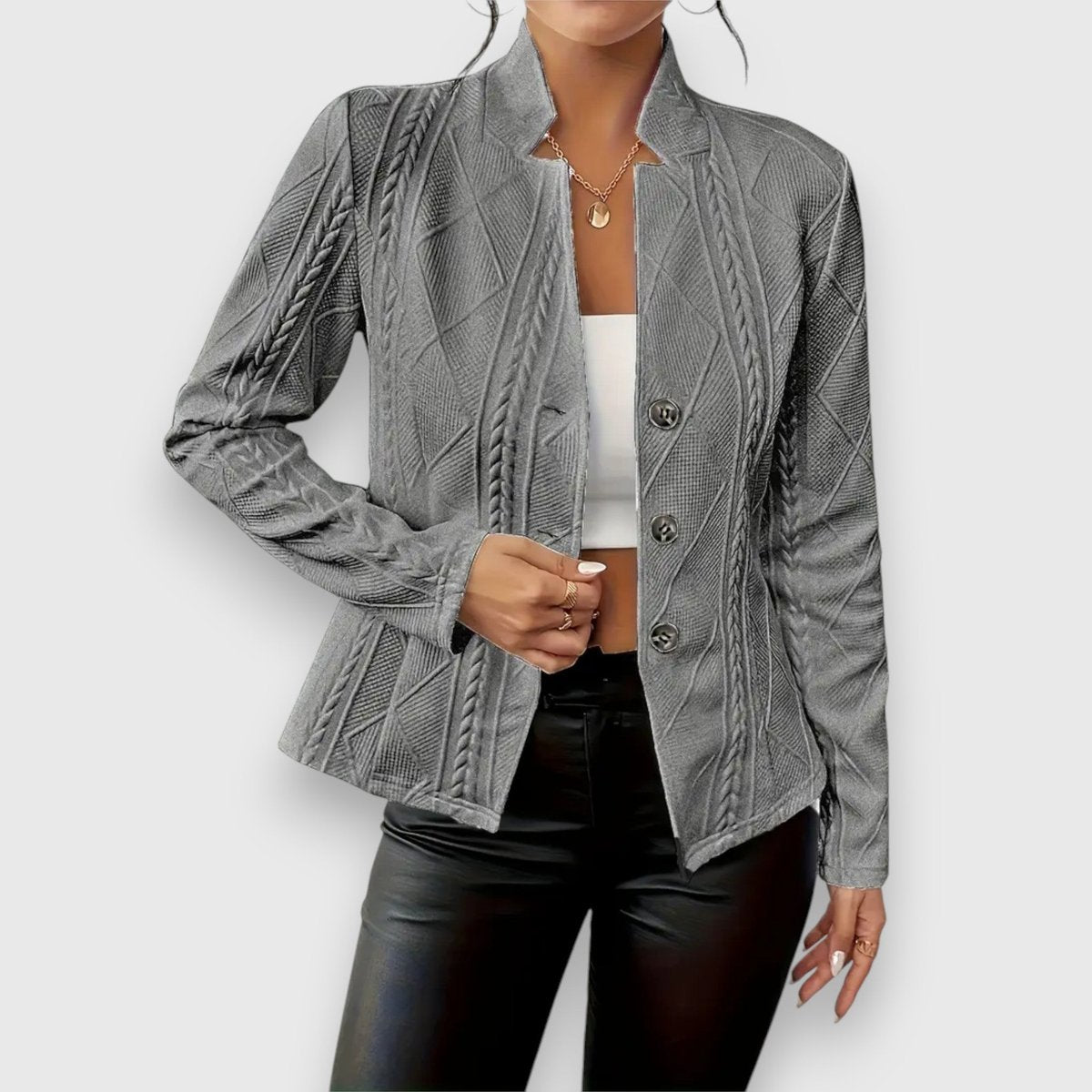 Soviqa® | Textured Button-Front Cardigan
