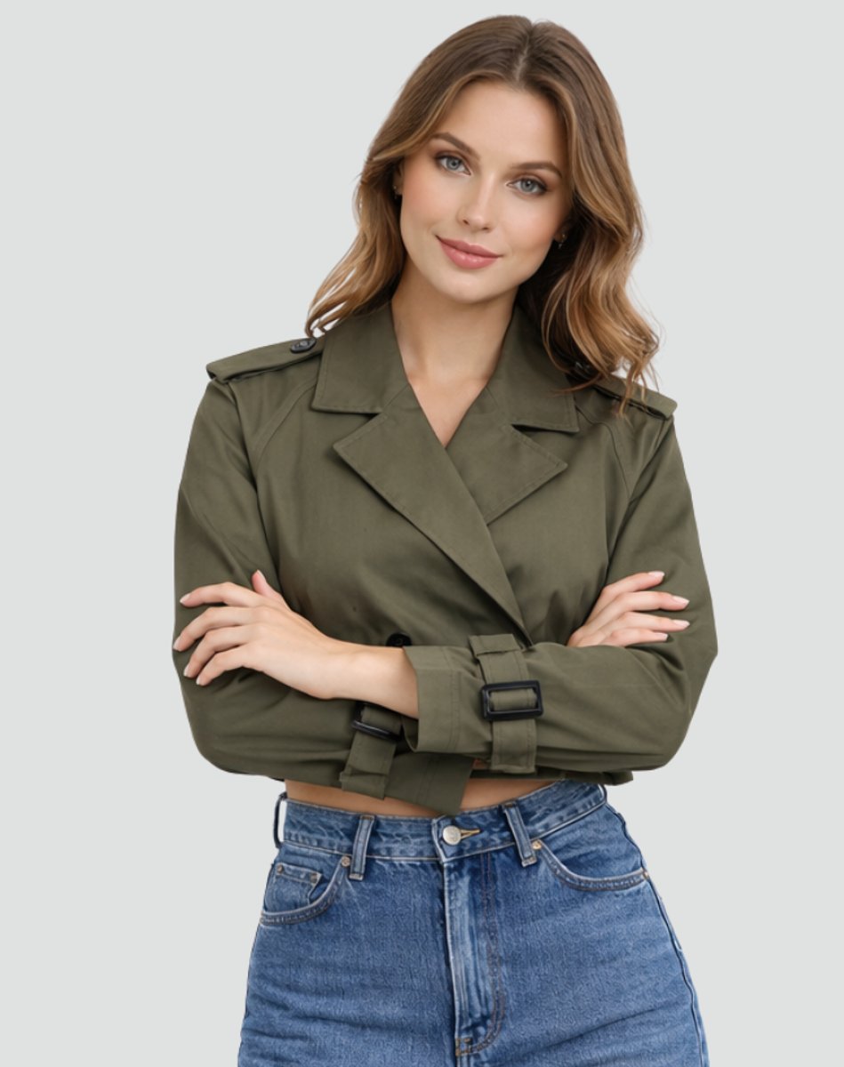 Soviqa® | Cropped Belted Trench Coat