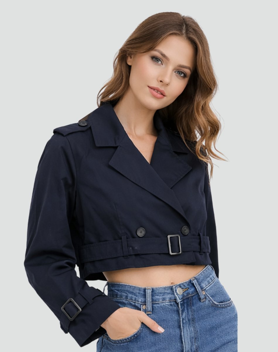 Soviqa® | Cropped Belted Trench Coat
