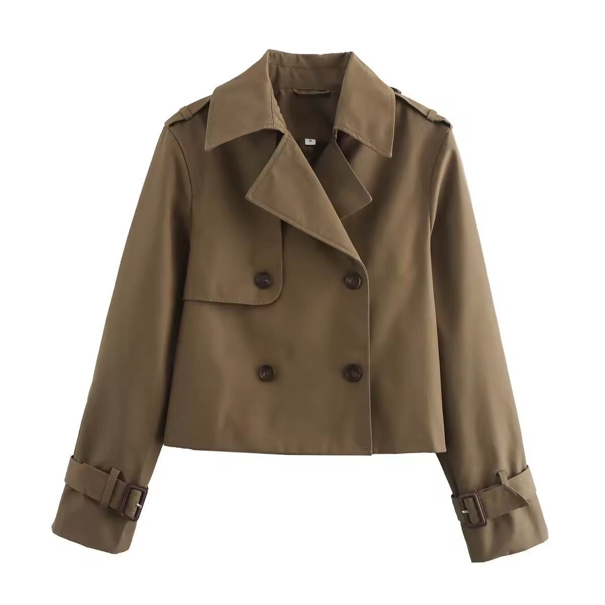 Soviqa® | Cropped Double-Breasted Trench Coat