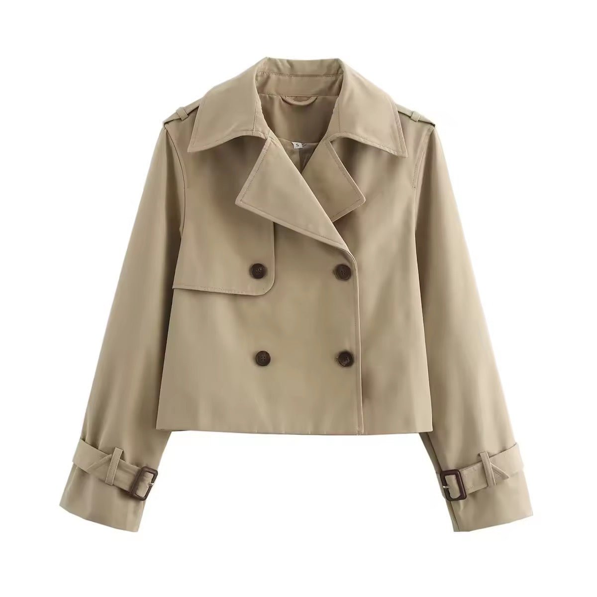 Soviqa® | Cropped Double-Breasted Trench Coat
