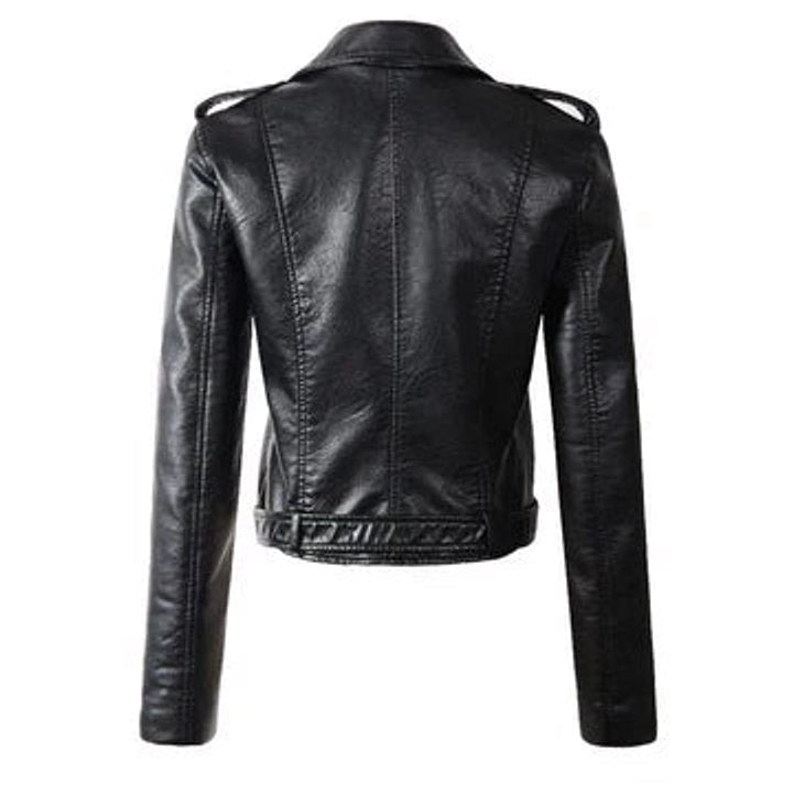 Soviqa® | Cropped Belted Moto Jacket
