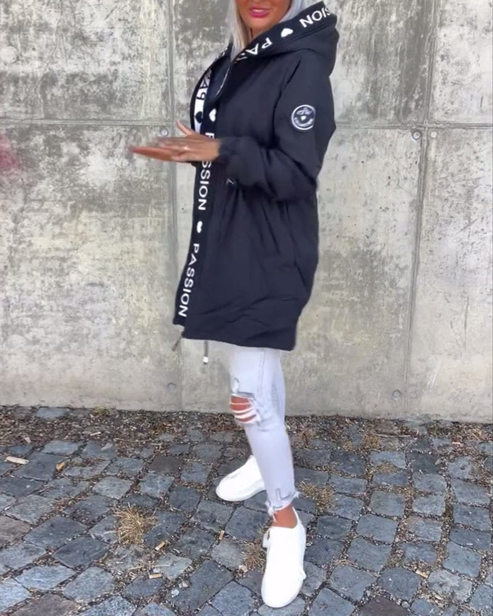 Soviqa® | Hooded Drawstring Midi Parka