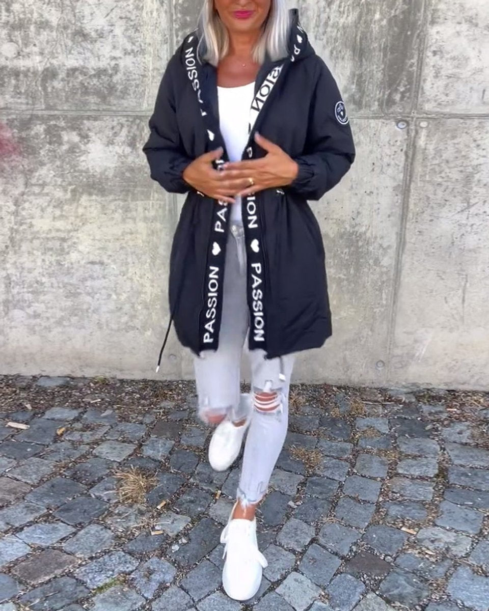 Soviqa® | Hooded Drawstring Midi Parka