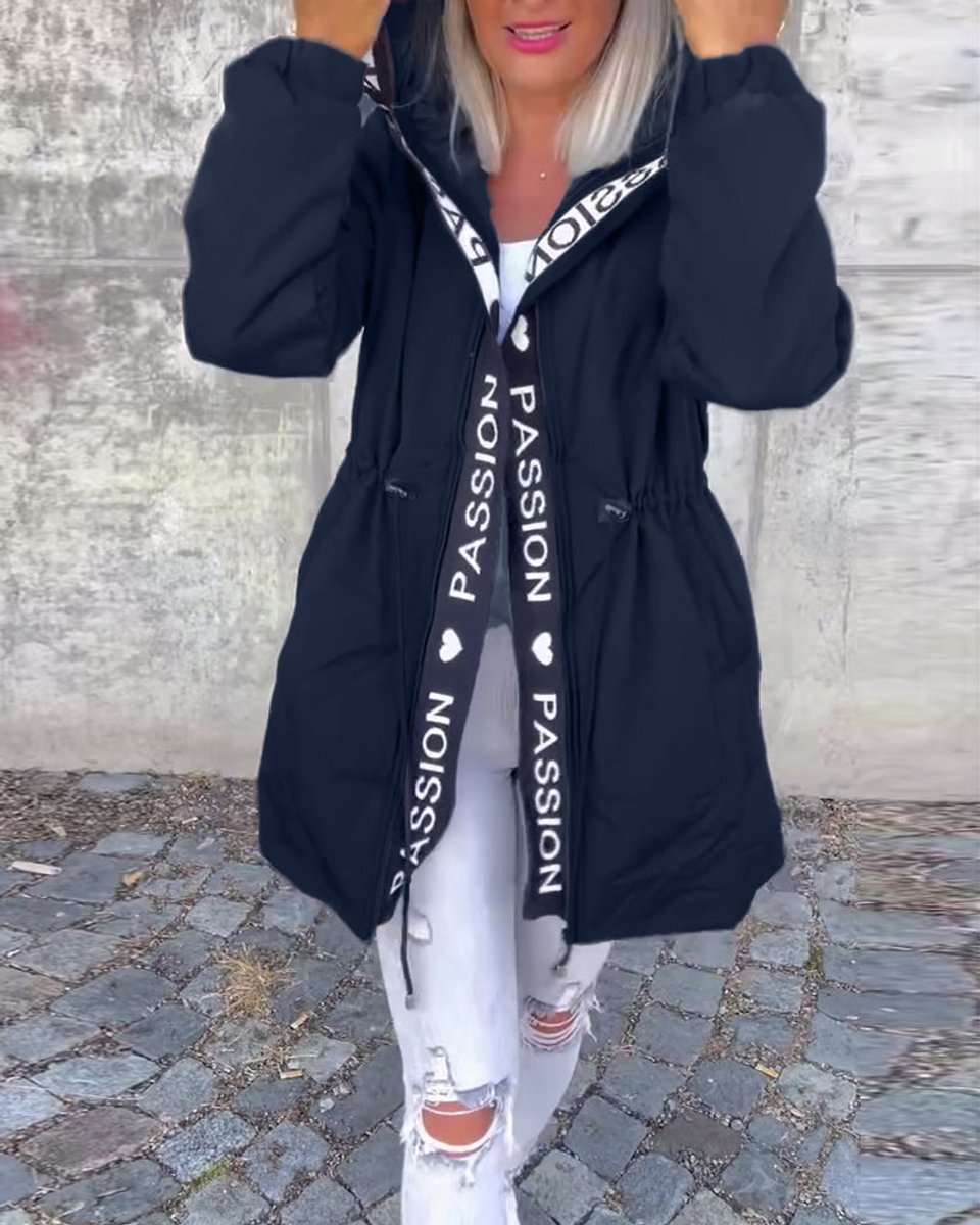 Soviqa® | Hooded Drawstring Midi Parka
