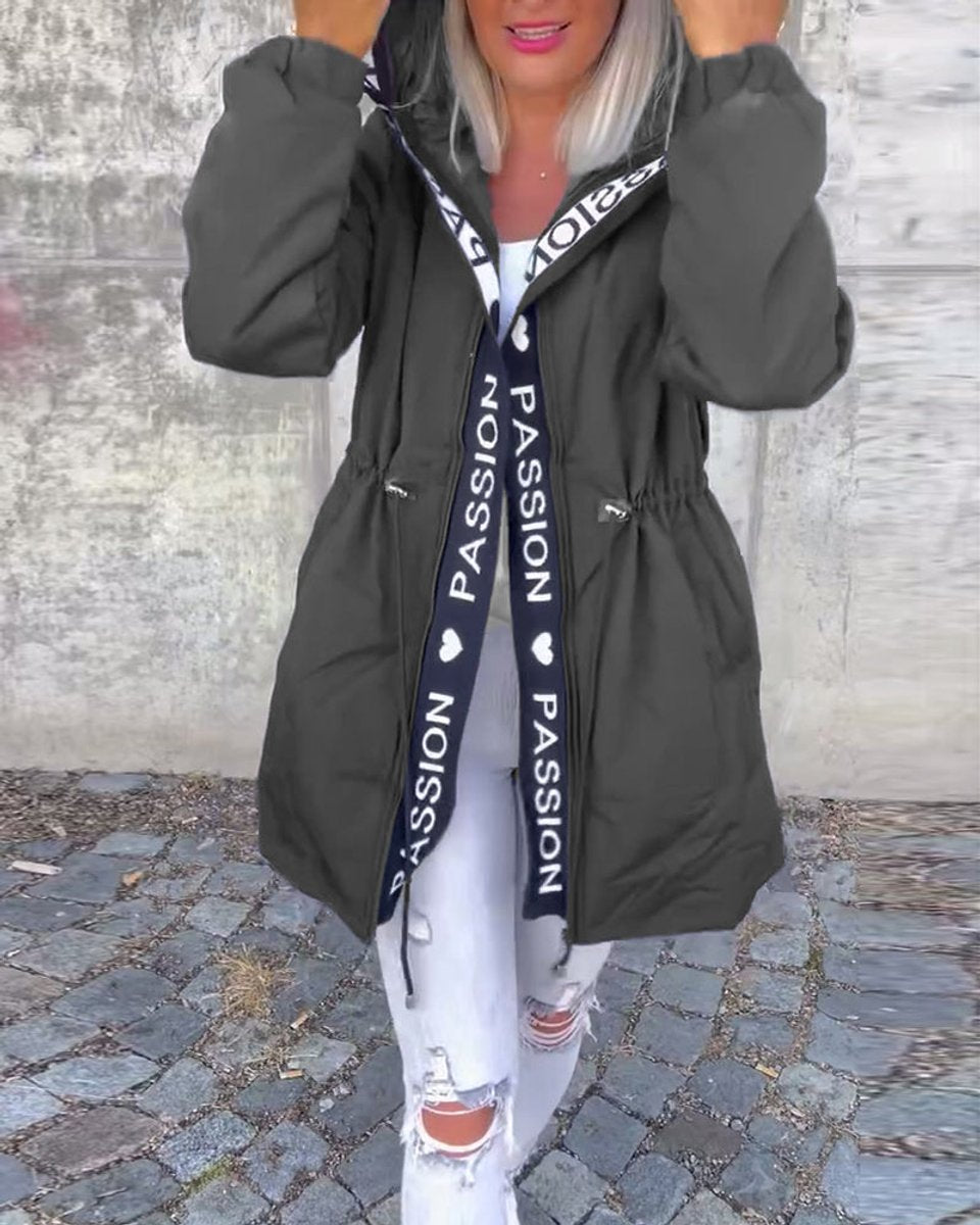 Soviqa® | Hooded Drawstring Midi Parka