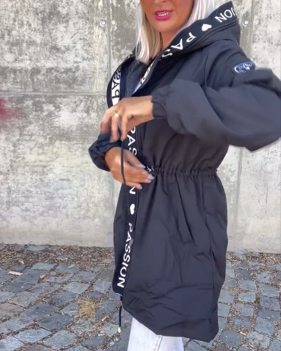 Soviqa® | Hooded Drawstring Midi Parka