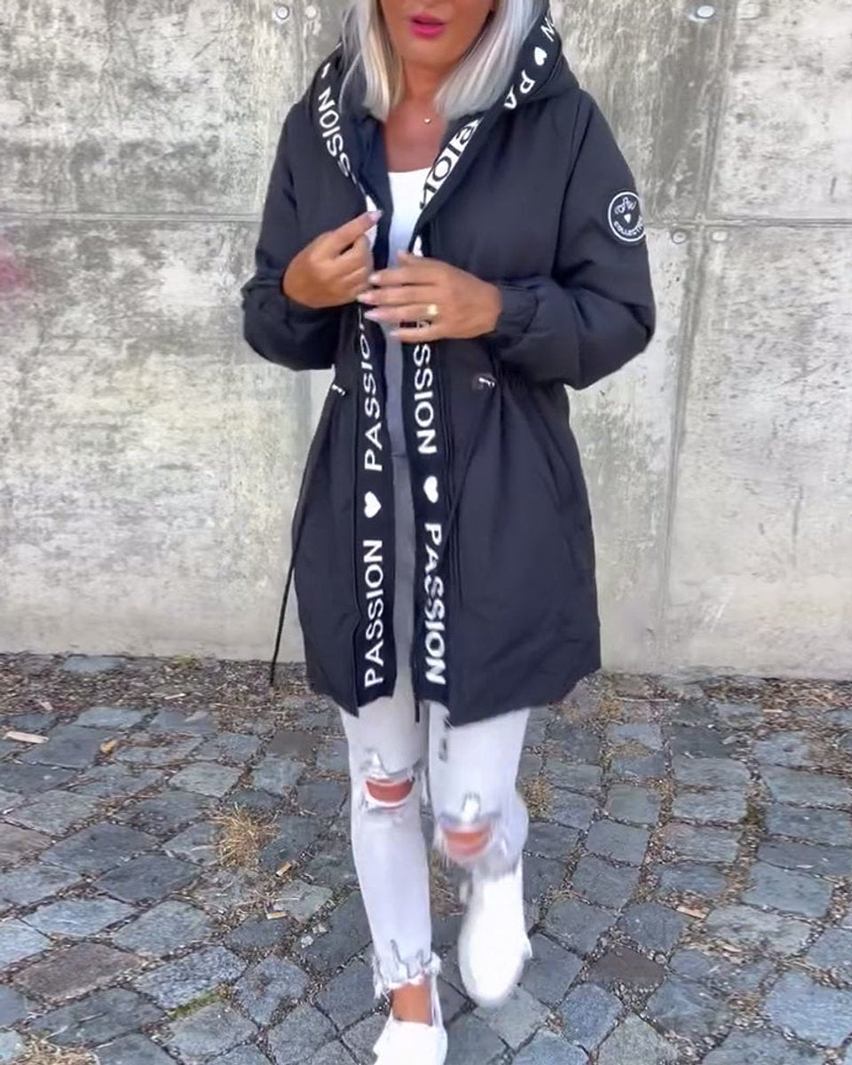 Soviqa® | Hooded Drawstring Midi Parka