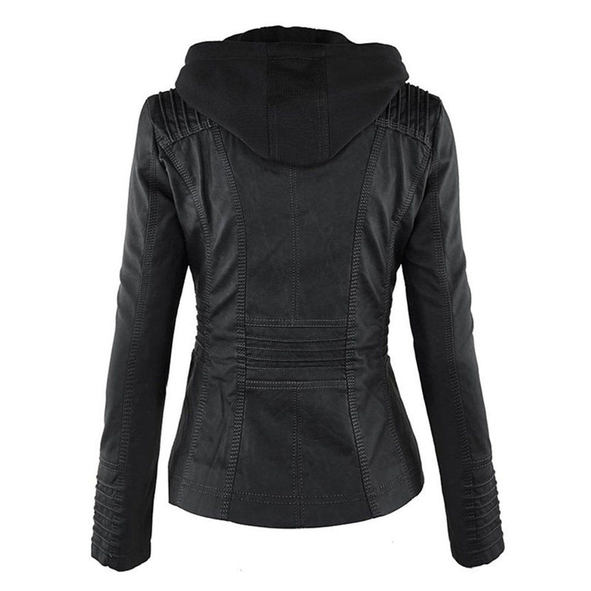 Soviqa® | Hooded Moto Jacket with Removable Hood