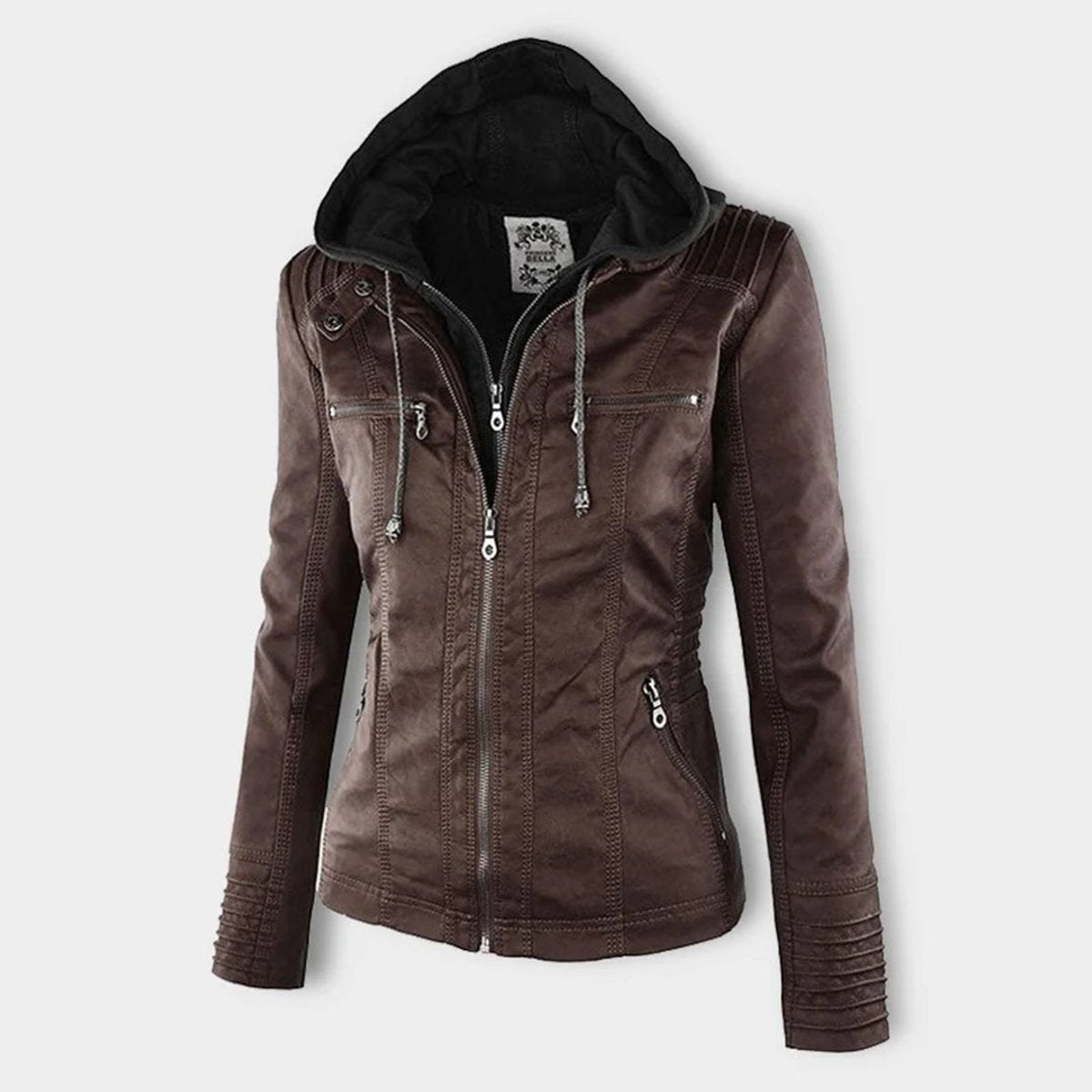 Soviqa® | Hooded Moto Jacket with Removable Hood