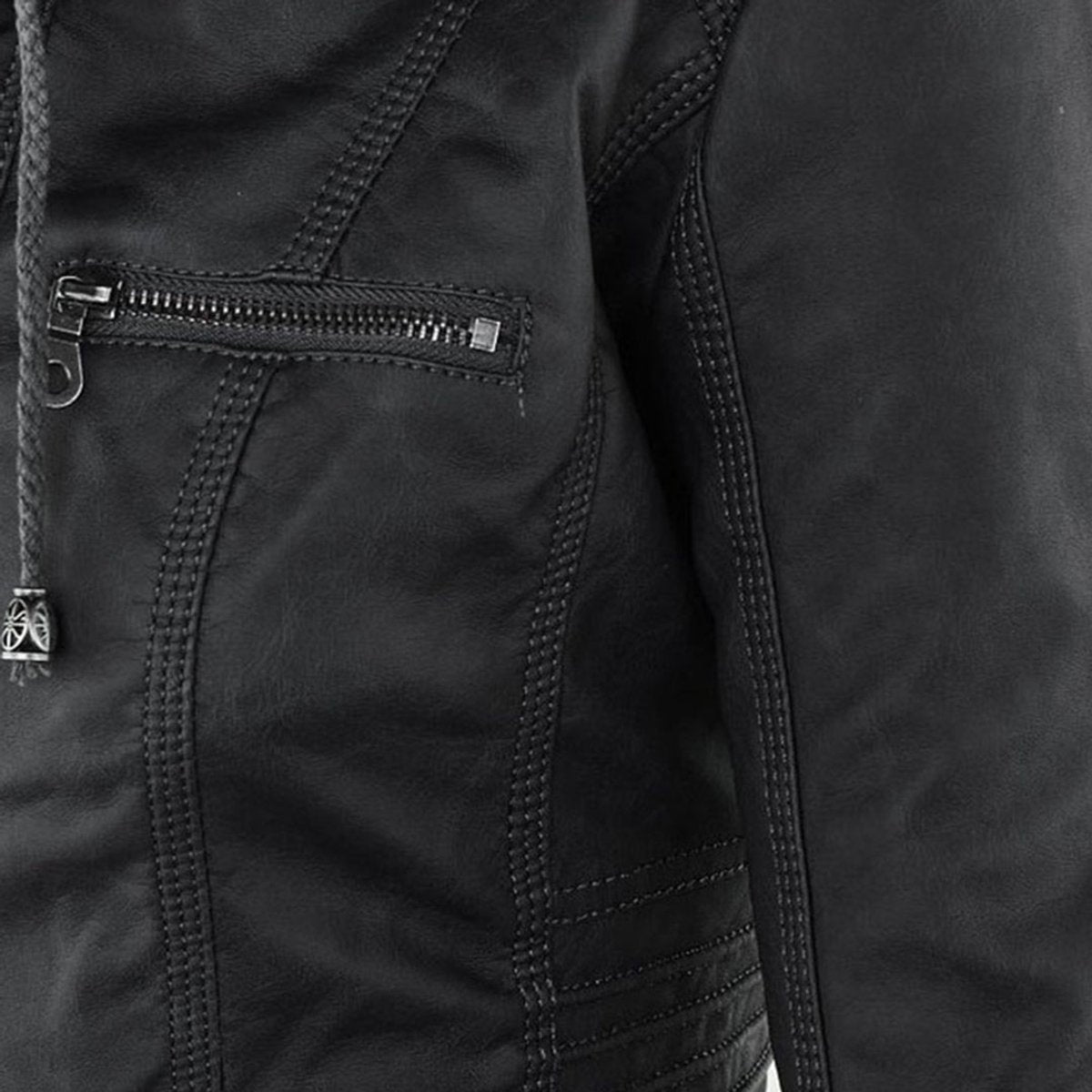 Soviqa® | Hooded Moto Jacket with Removable Hood