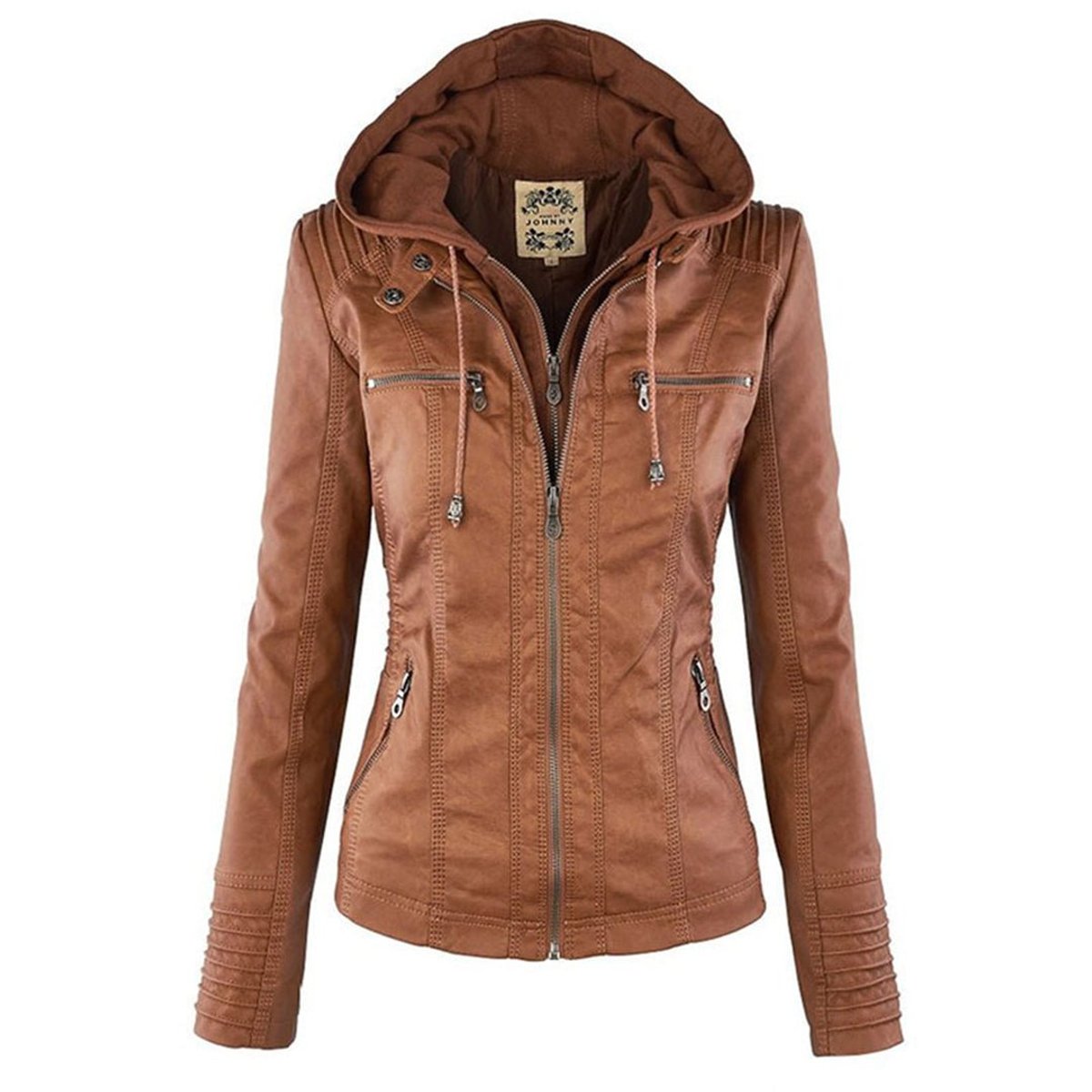 Soviqa® | Hooded Moto Jacket with Removable Hood