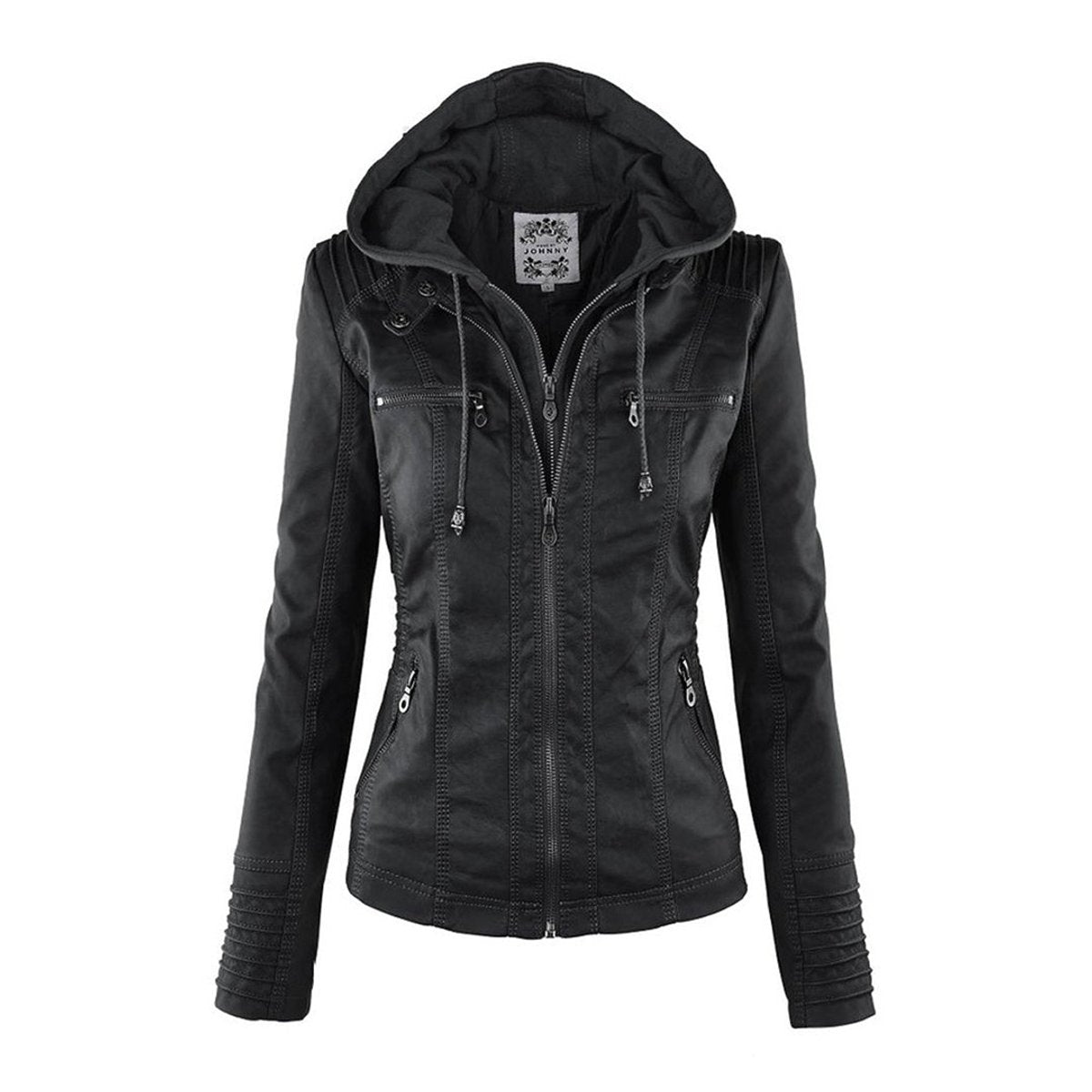 Soviqa® | Hooded Moto Jacket with Removable Hood