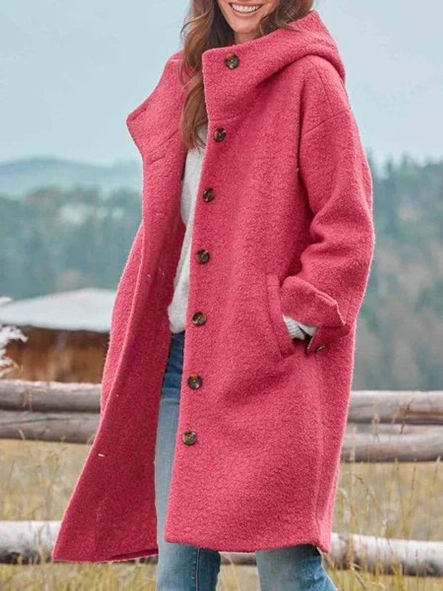 Soviqa® | Longline Hooded Button-Front Coat