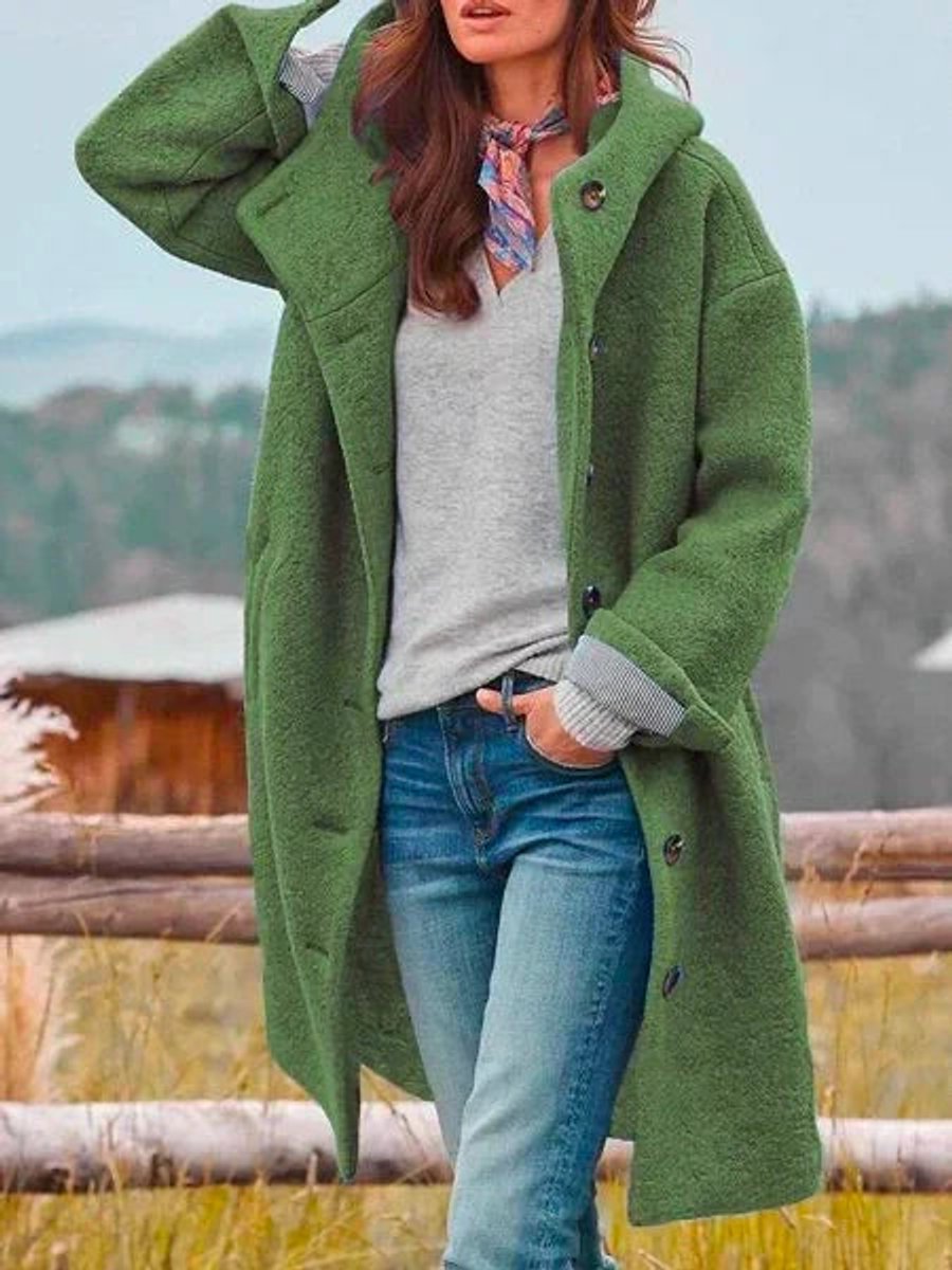 Soviqa® | Longline Hooded Button-Front Coat