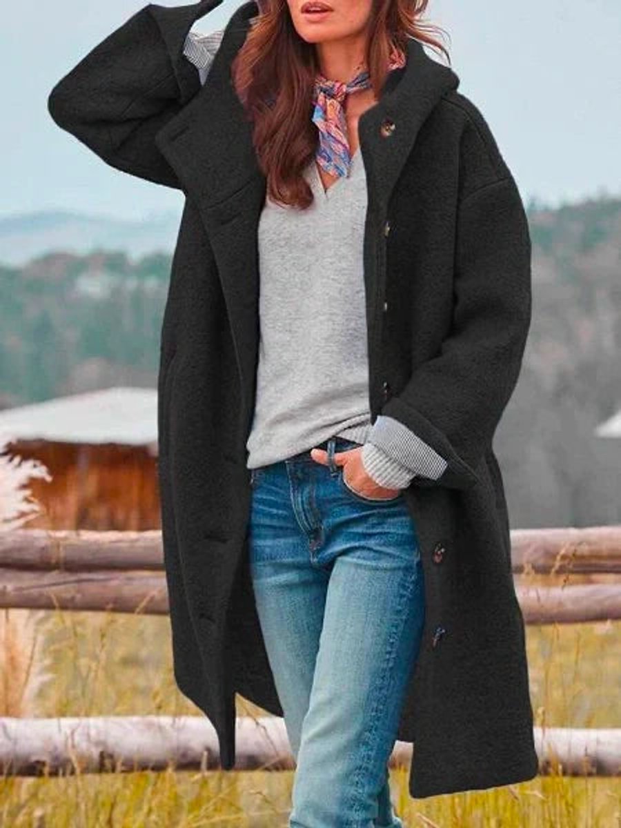 Soviqa® | Longline Hooded Button-Front Coat