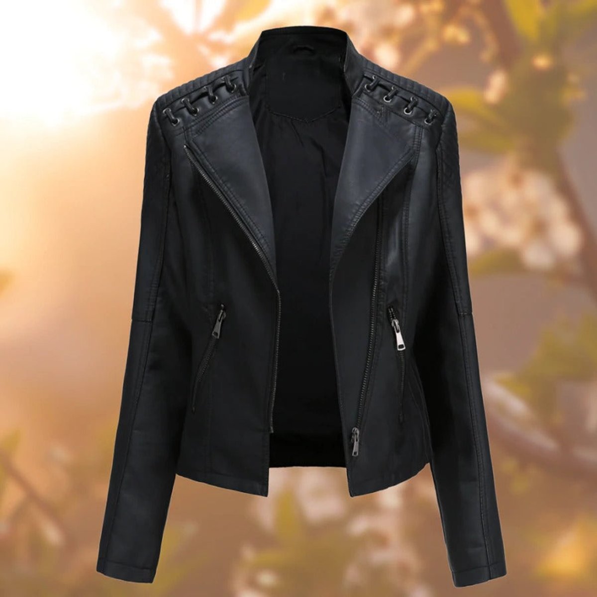 Soviqa® | Moto-Style Zip-Up Jacket