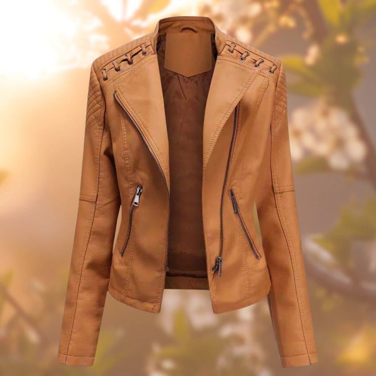 Soviqa® | Moto-Style Zip-Up Jacket