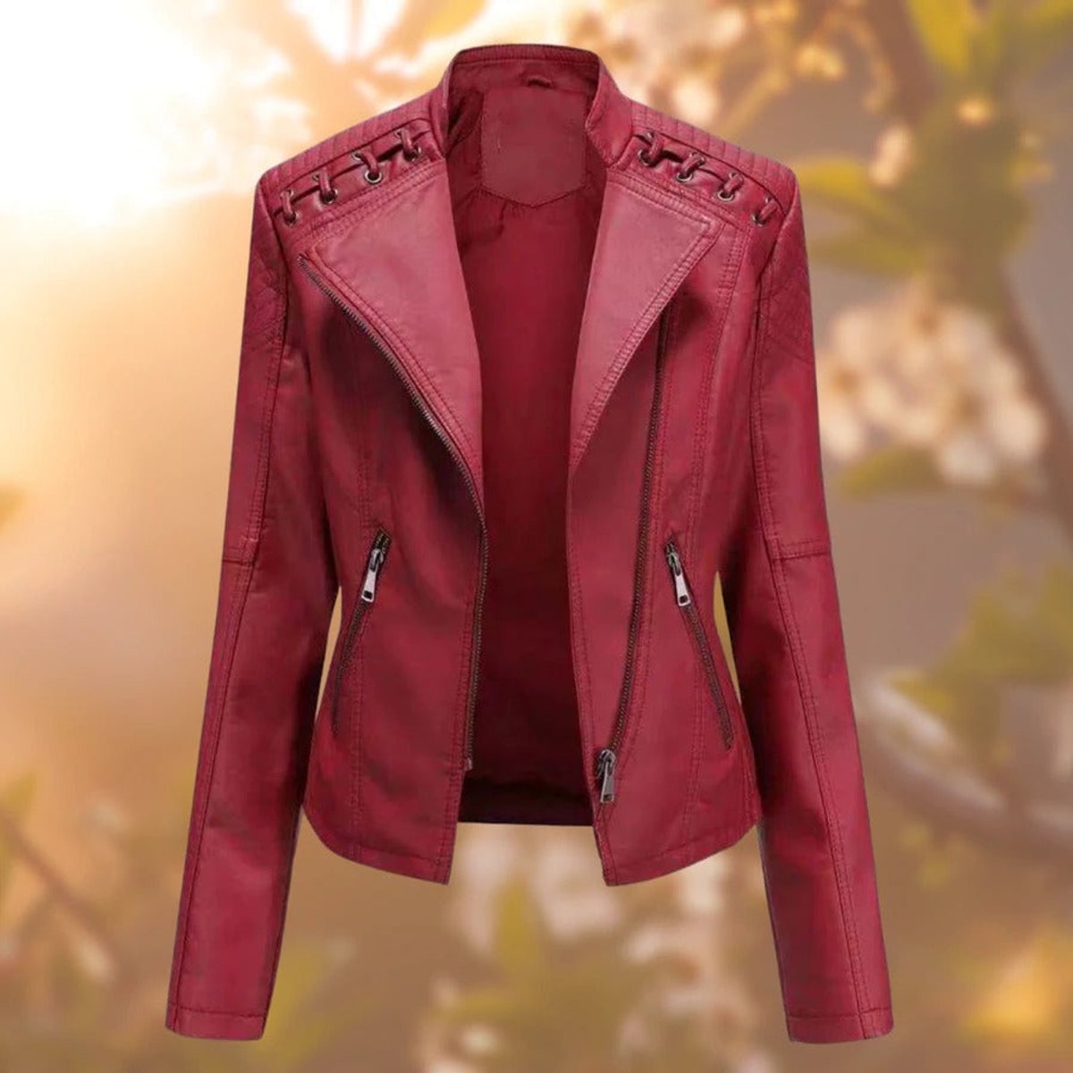Soviqa® | Moto-Style Zip-Up Jacket
