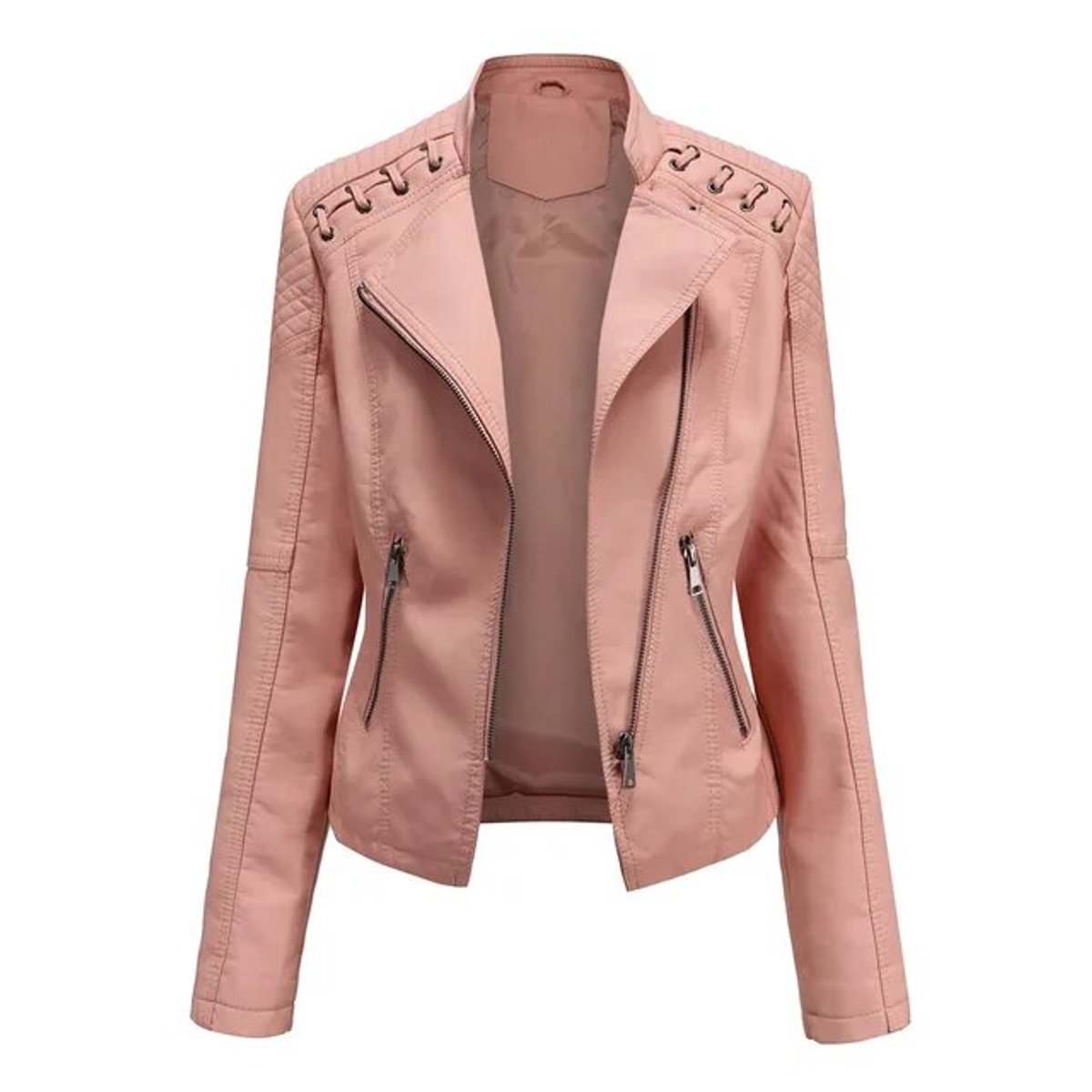 Soviqa® | Moto-Style Zip-Up Jacket