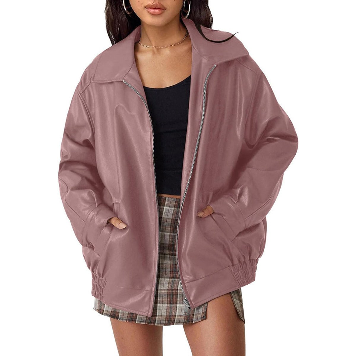 Soviqa® | Relaxed Zip-Up Bomber Jacket