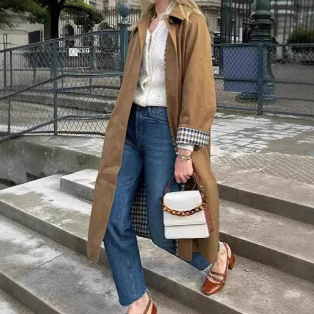 Soviqa® | Refined Oversized Long Trench Coat