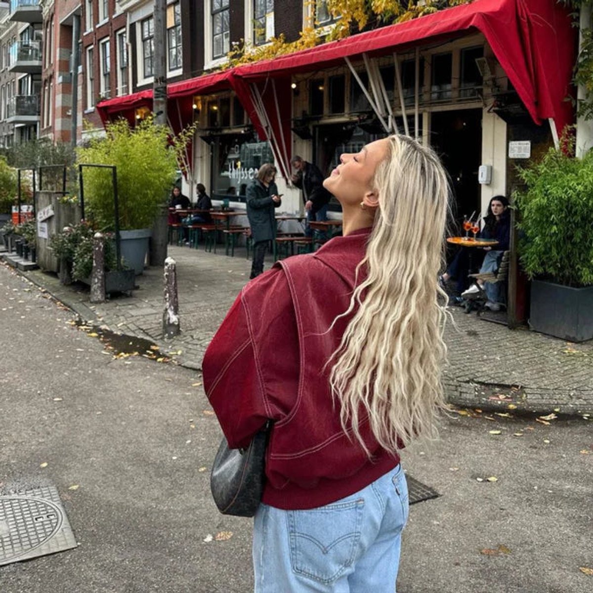 Soviqa® | Oversized Contrast-Stitch Bomber Jacket