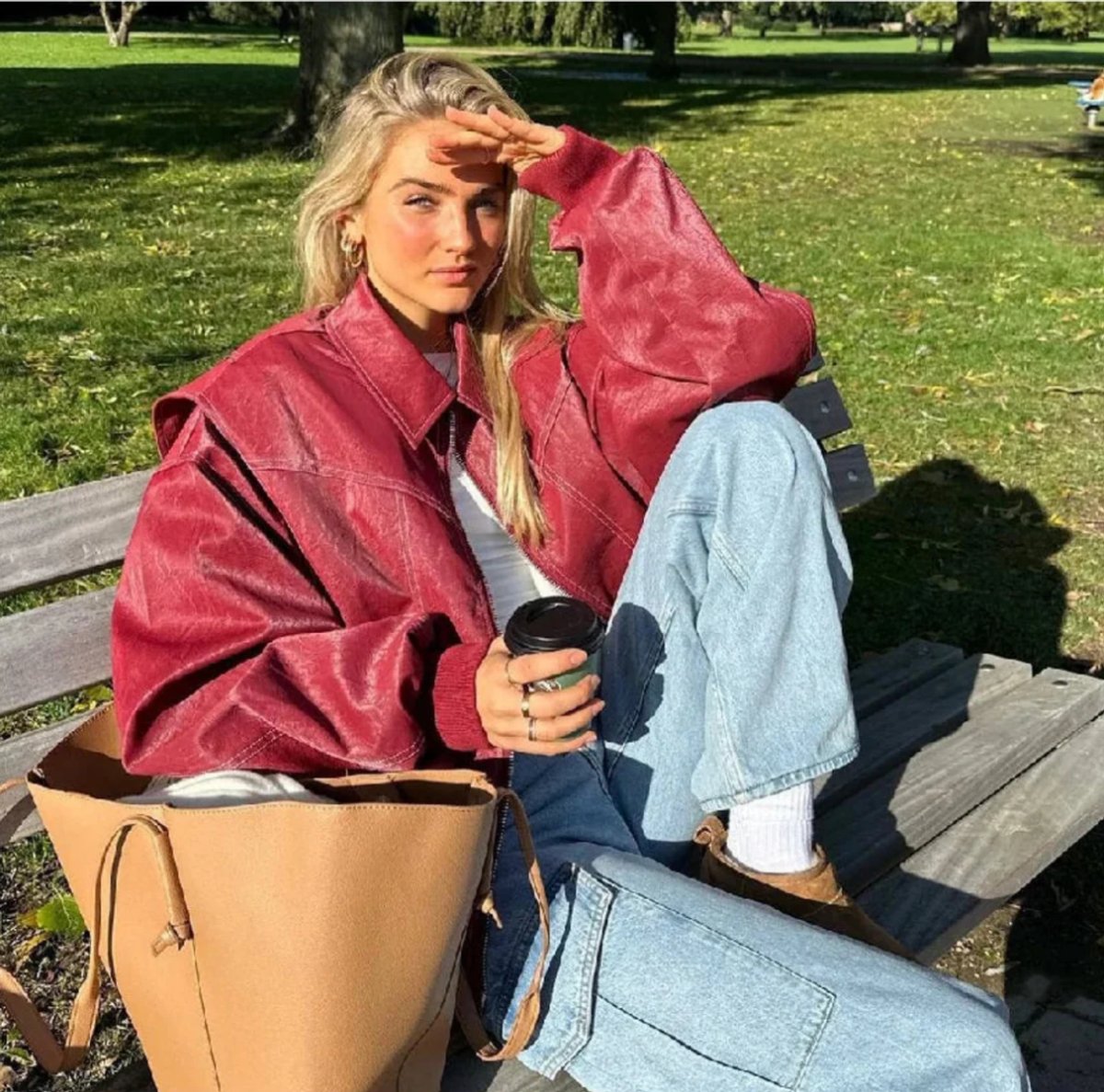 Soviqa® | Oversized Contrast-Stitch Bomber Jacket