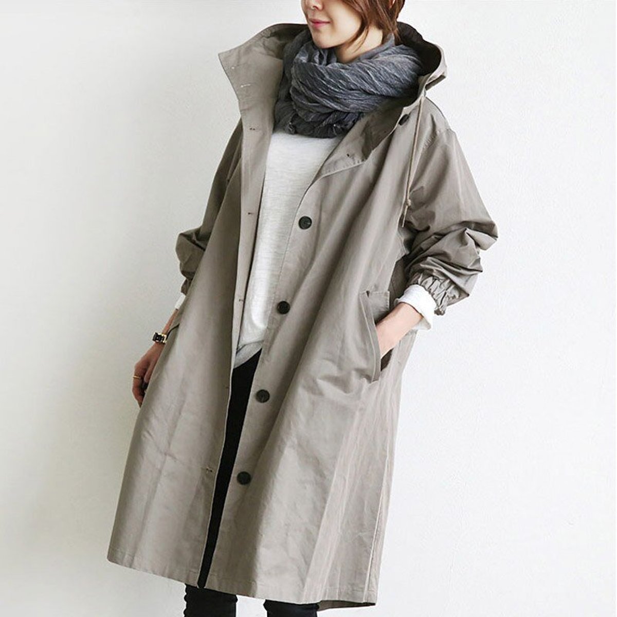 Soviqa® | Oversized Hooded Button-Front Coat