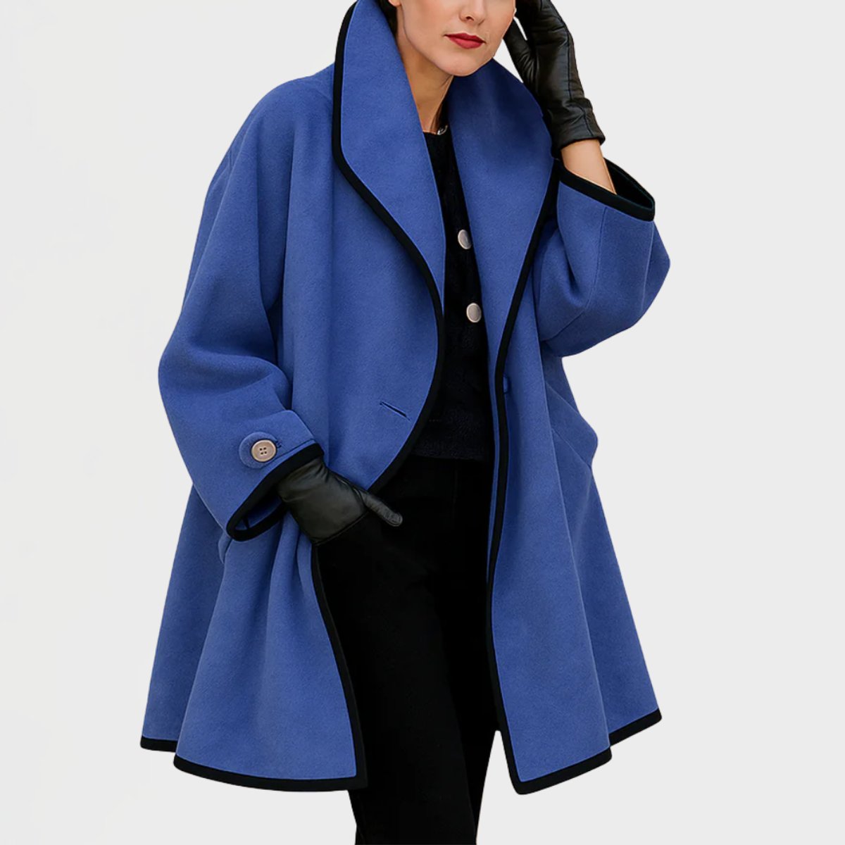 Soviqa® | Oversized Contrast-Trim Coat