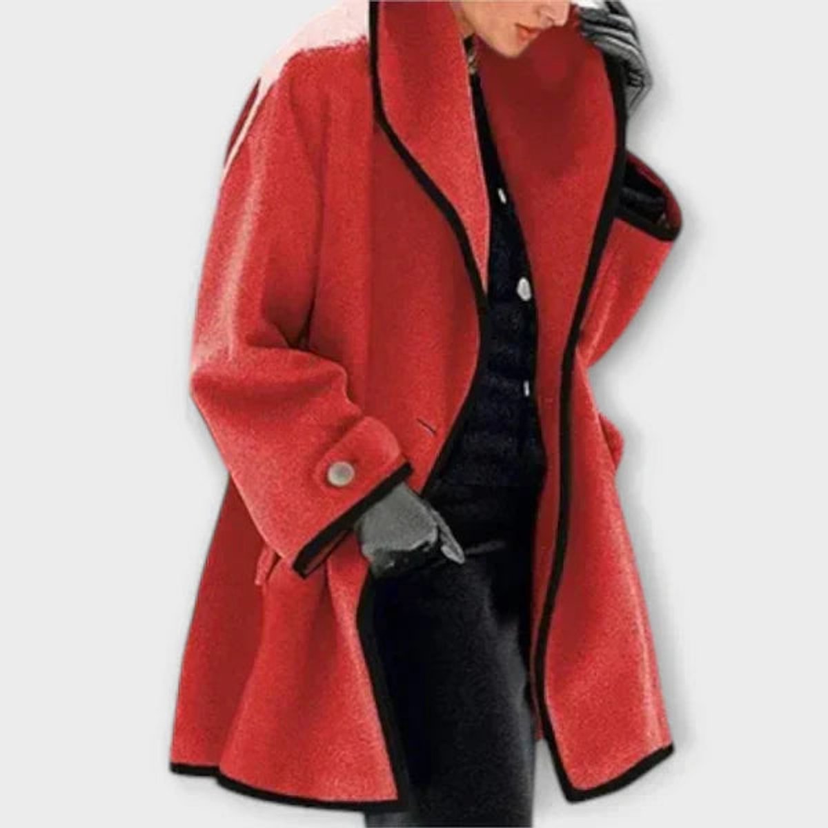 Soviqa® | Oversized Contrast-Trim Coat