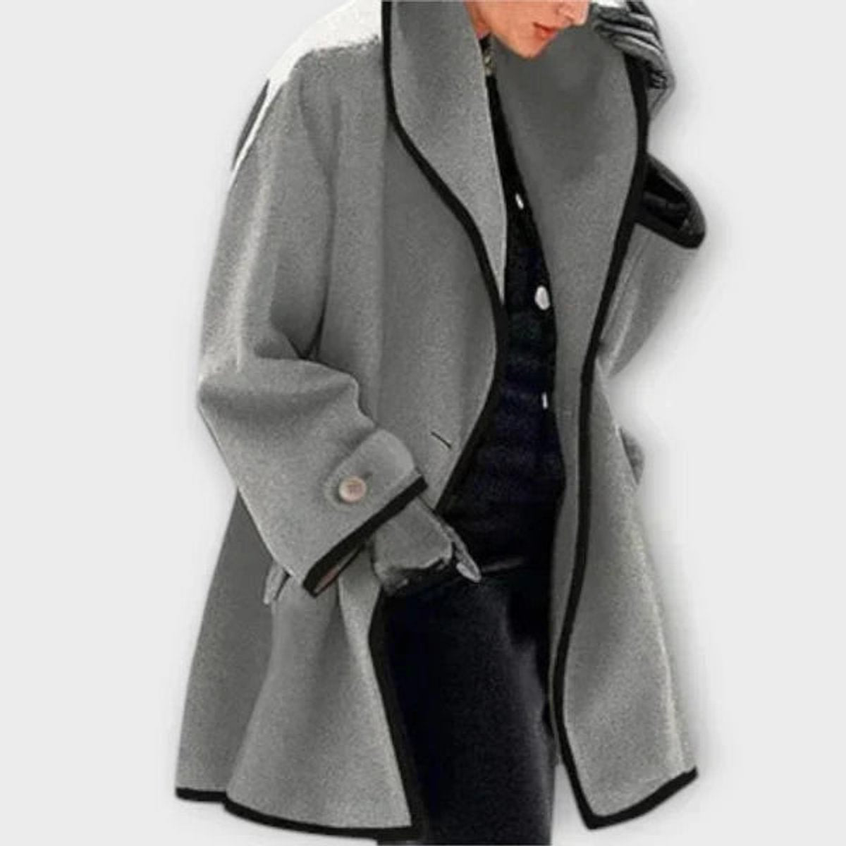 Soviqa® | Oversized Contrast-Trim Coat