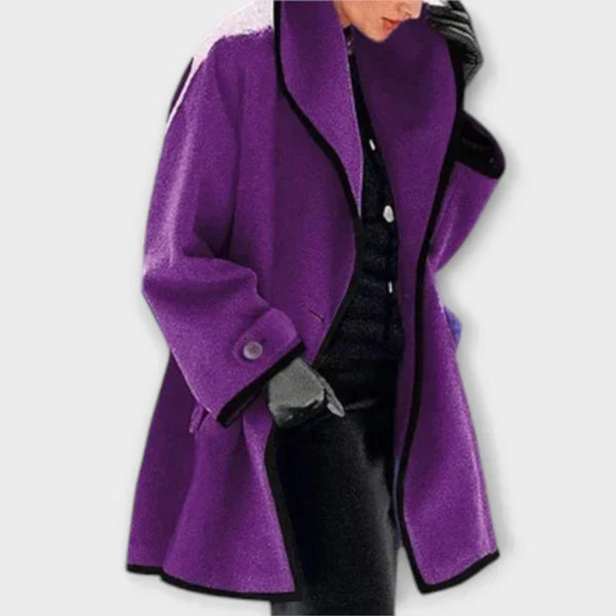 Soviqa® | Oversized Contrast-Trim Coat