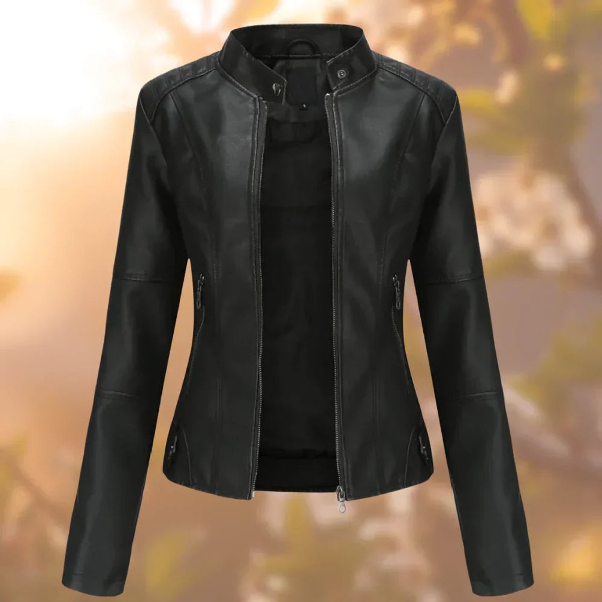 Soviqa® | Women's Slim-Fit Zip-Up Moto Jacket