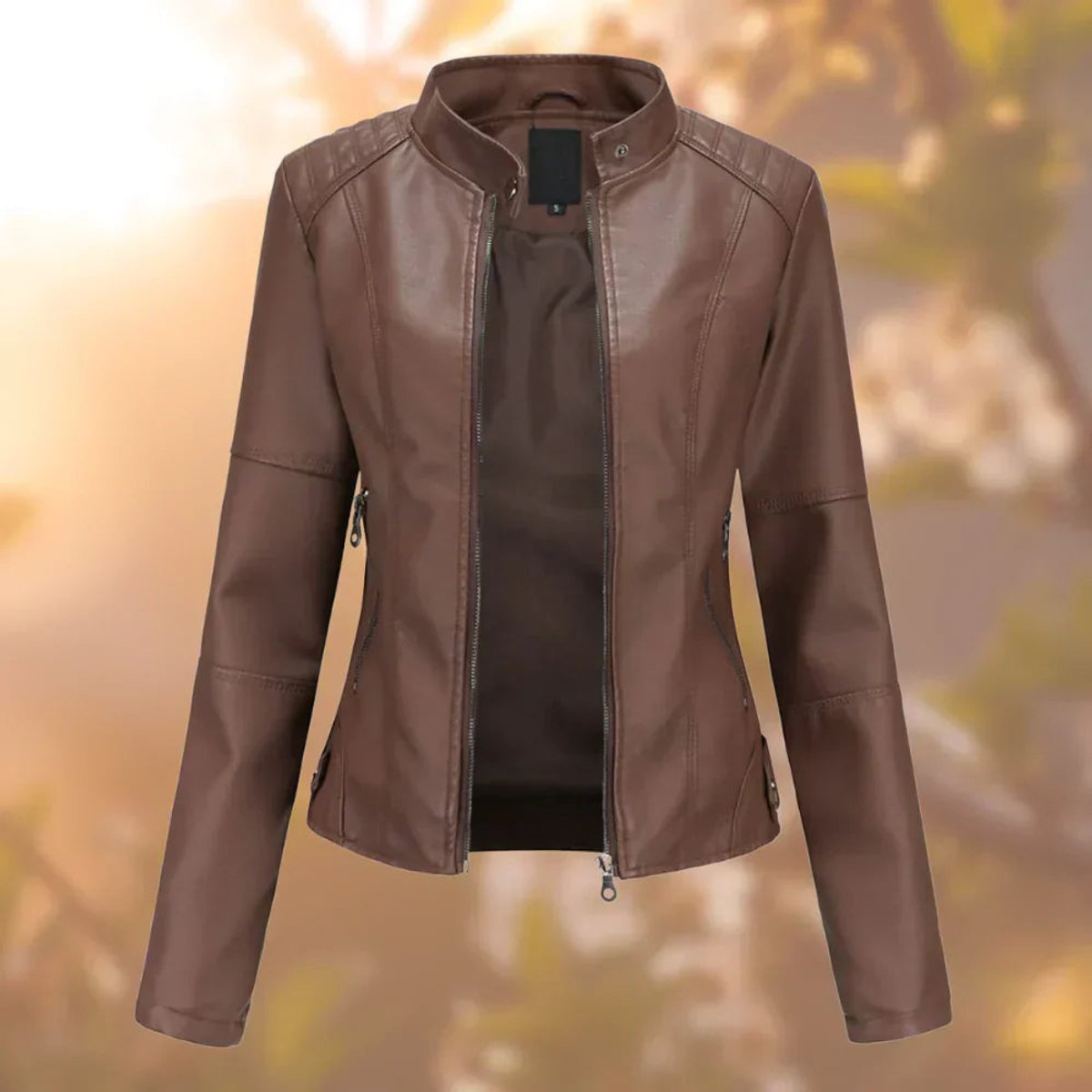 Soviqa® | Women's Slim-Fit Zip-Up Moto Jacket