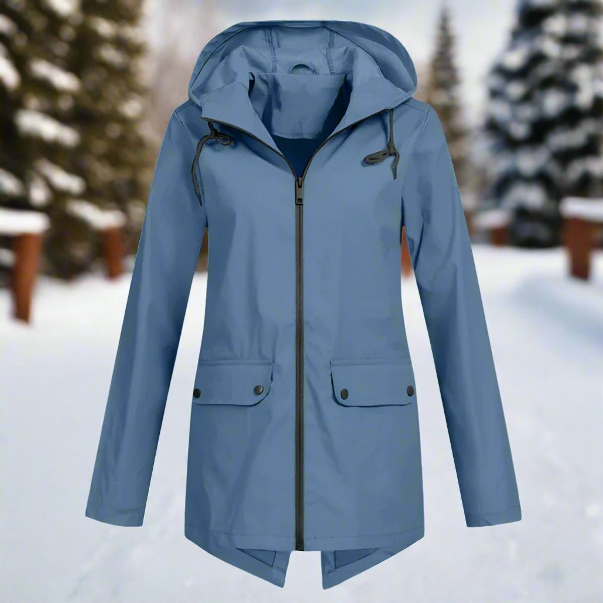 Soviqa® | Hooded Waterproof Longline Rain Jacket