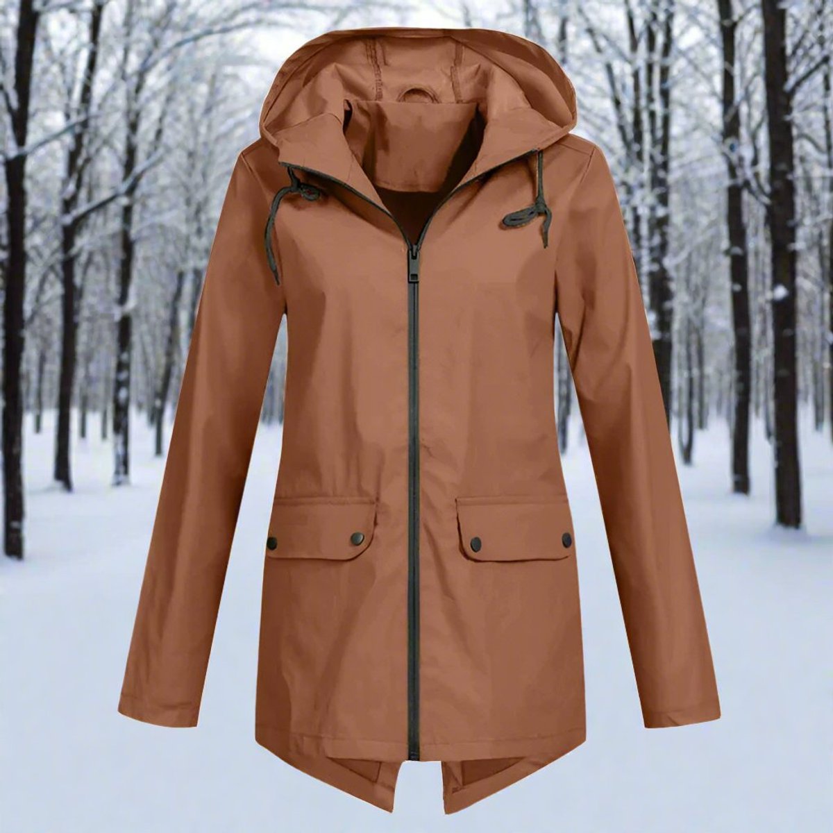 Soviqa® | Hooded Waterproof Longline Rain Jacket