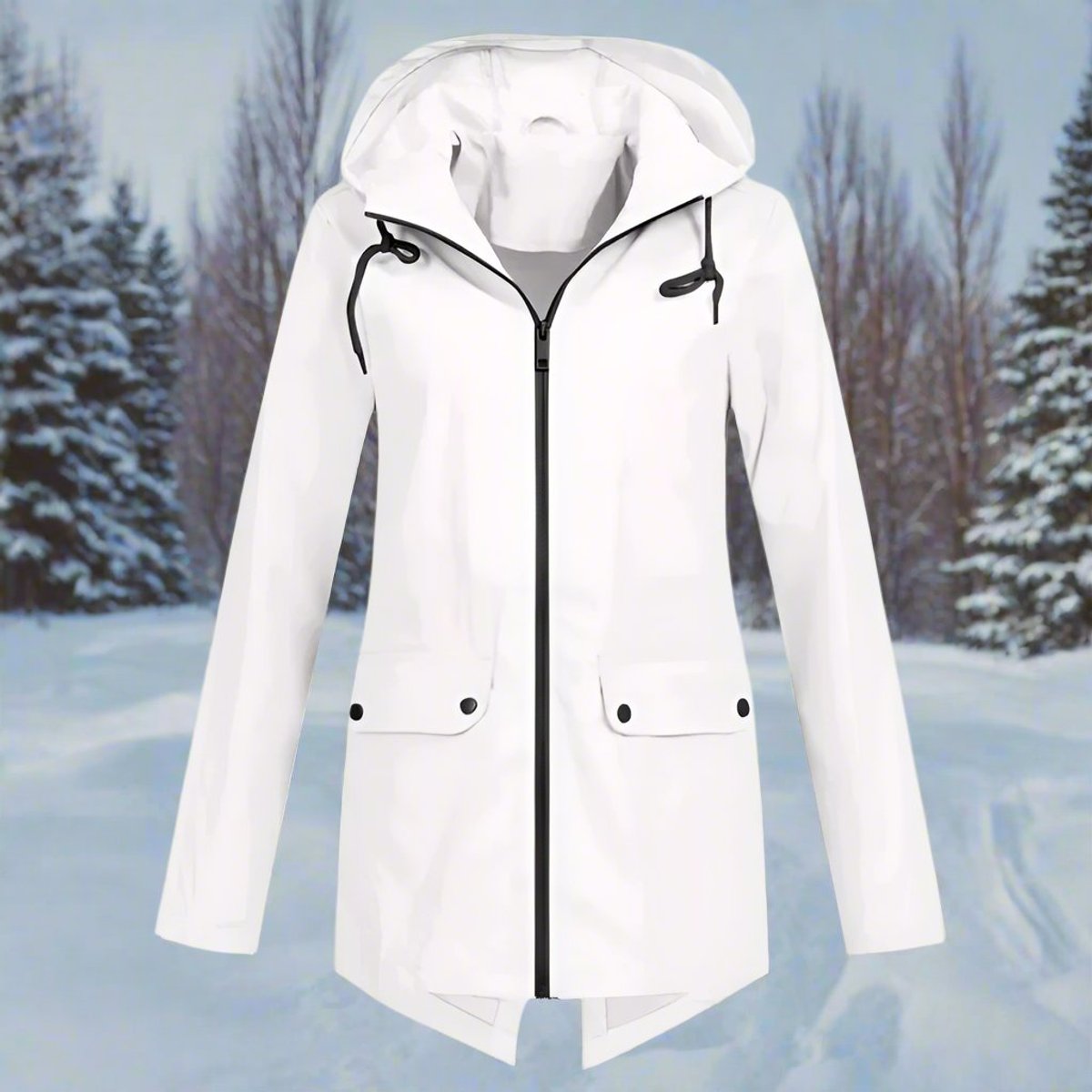 Soviqa® | Hooded Waterproof Longline Rain Jacket